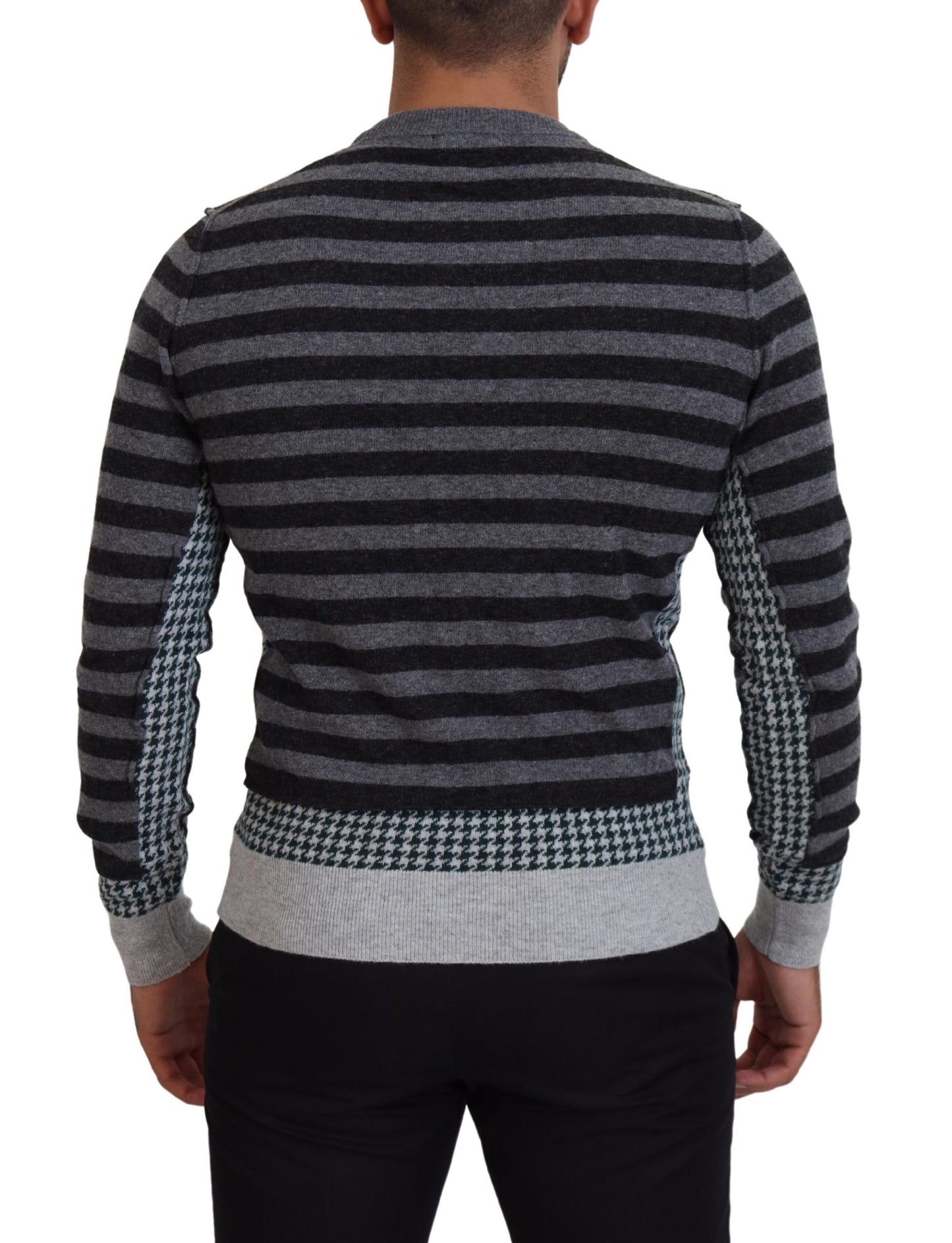 Schwarzgrauer Pullover mit Logo aus Wolle