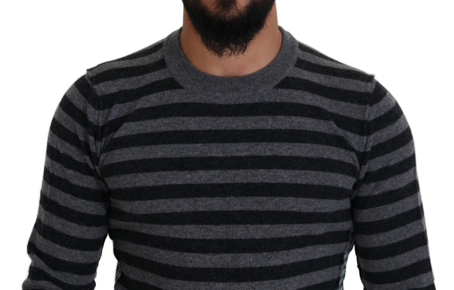 Schwarzgrauer Pullover mit Logo aus Wolle