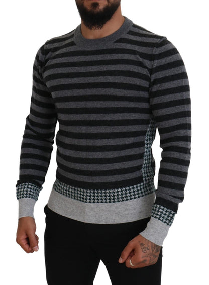 Schwarzgrauer Pullover mit Logo aus Wolle