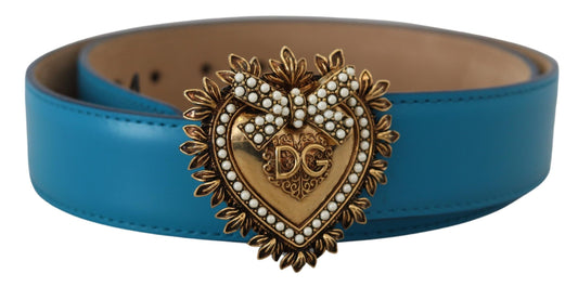 Blau Leder Gold DEVOTION Herz Schnalle Gürtel