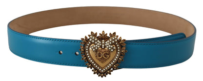 Blau Leder Gold DEVOTION Herz Schnalle Gürtel