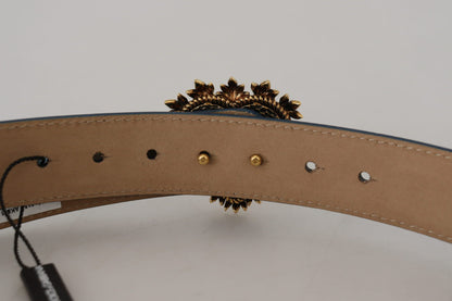 Blau Leder Gold DEVOTION Herz Schnalle Gürtel