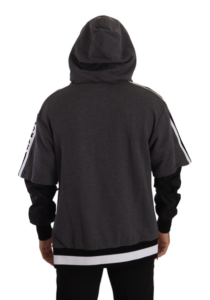 Grauer schwarzer Baumwollpullover mit Kapuze #DGMILLENNIALS