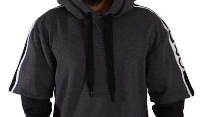 Grauer schwarzer Baumwollpullover mit Kapuze #DGMILLENNIALS