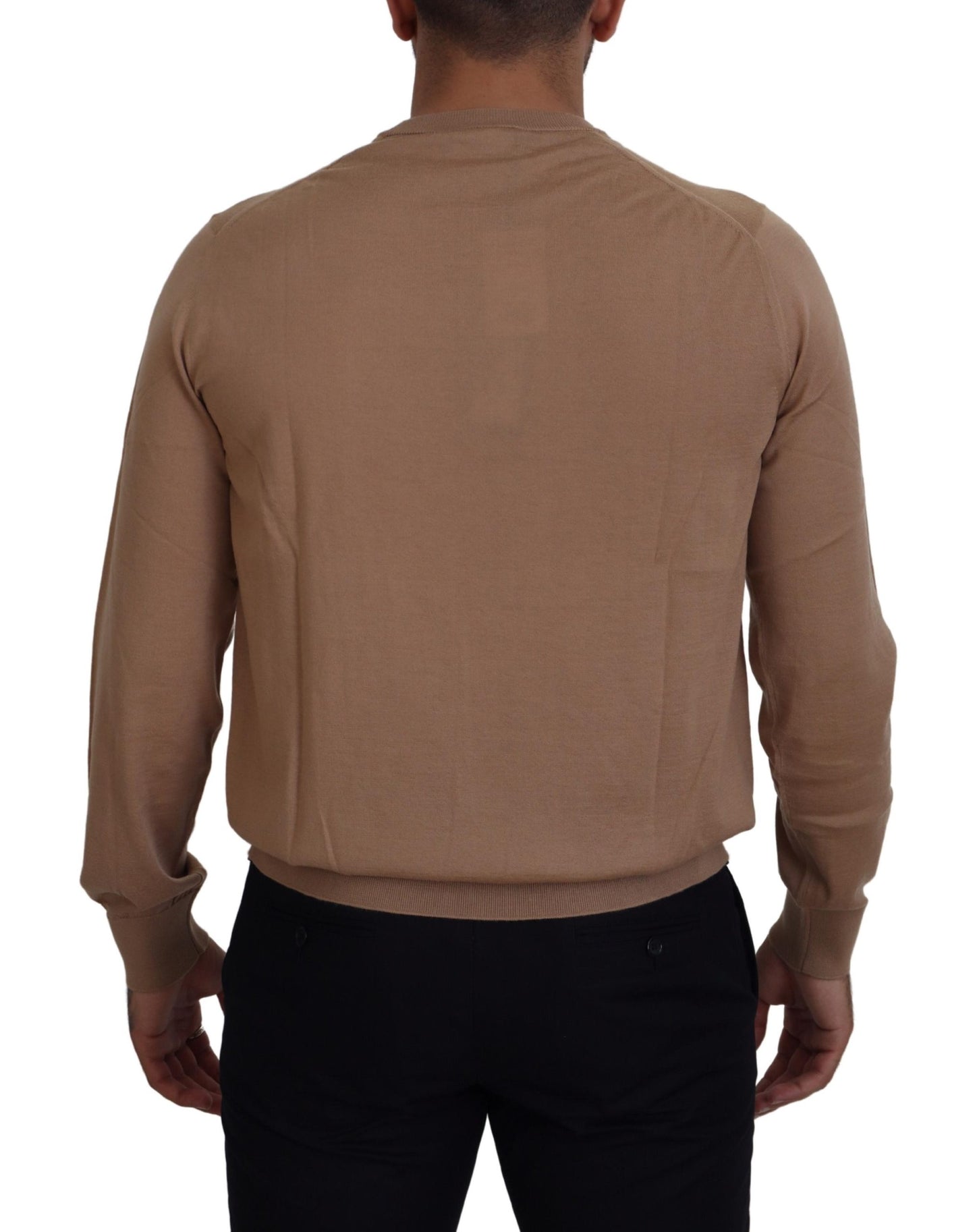 Beigefarbener Kaschmir-Kronen-Logo-Pullover