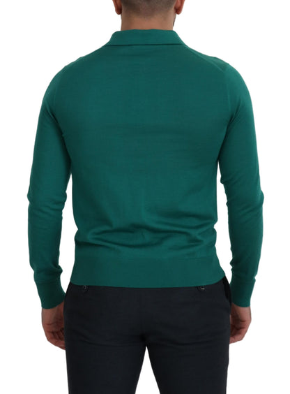 Grüner Logo-Pullover aus Kaschmir mit Kragen