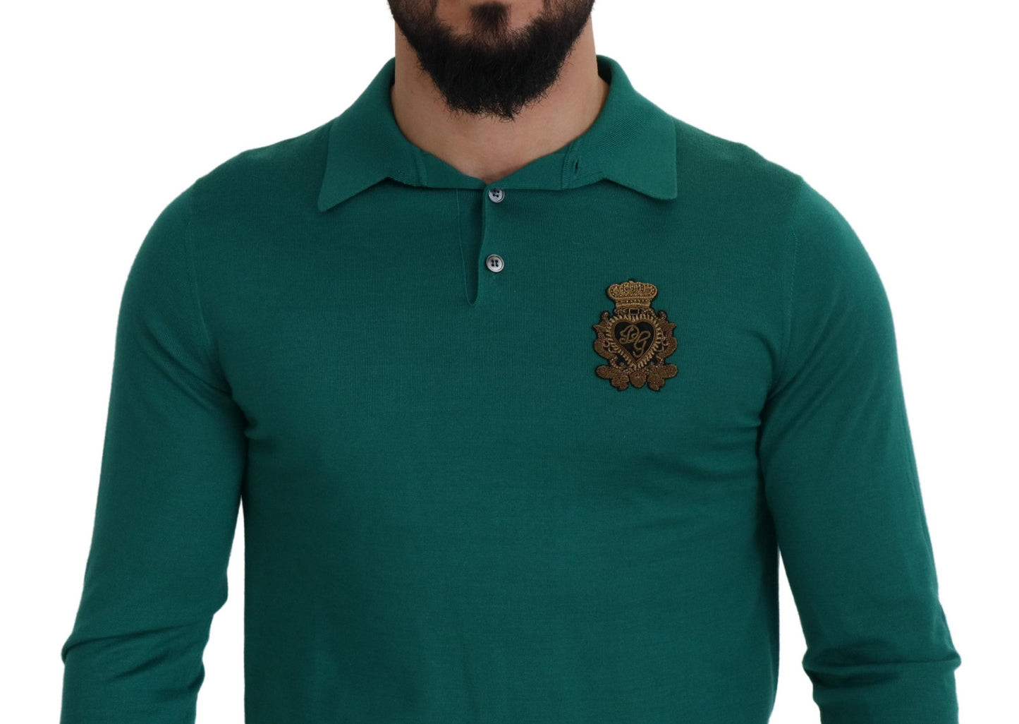 Grüner Logo-Pullover aus Kaschmir mit Kragen