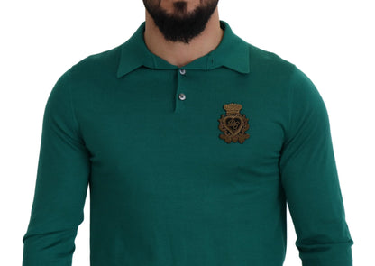 Grüner Logo-Pullover aus Kaschmir mit Kragen