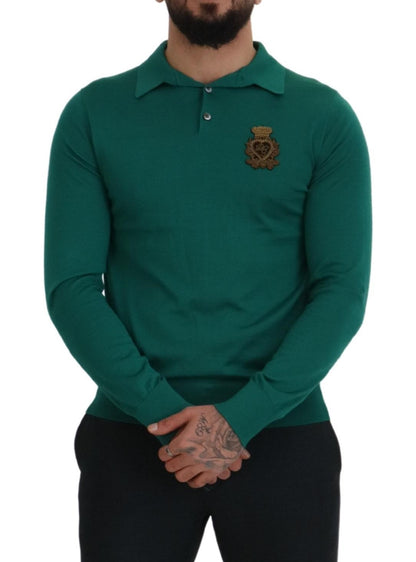 Grüner Logo-Pullover aus Kaschmir mit Kragen