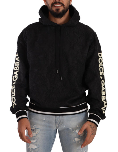 Schwarzer Logo-Brokat-Pullover mit Kapuze Pullover