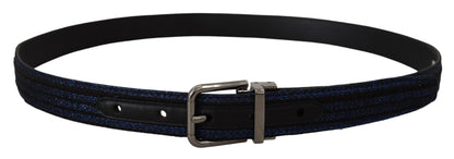 Blauer Jacquard-Streifen Gürtel mit Silberschnalle