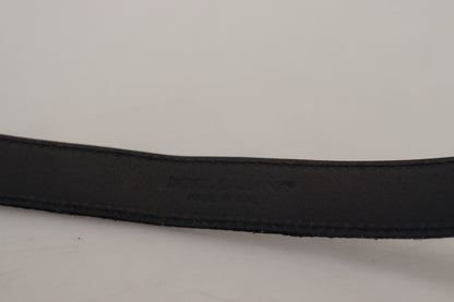 Blauer Jacquard-Streifen Gürtel mit Silberschnalle