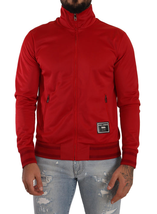 Roter langärmeliger D.N.A. Sport Gym Pullover mit Reißverschluss