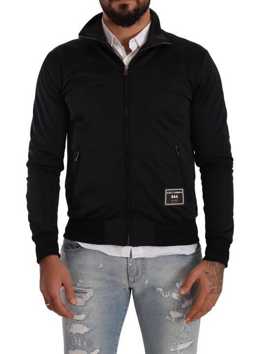 Schwarzer langärmeliger D.N.A. Pullover mit Reißverschluss