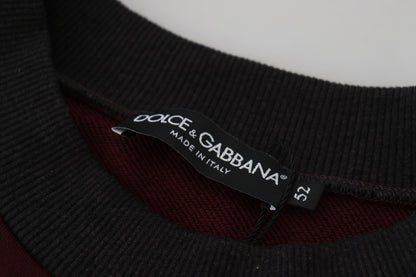 Kastanienbrauner Logo-Pullover aus Baumwolle mit Rundhalsausschnitt