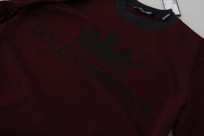 Kastanienbrauner Logo-Pullover aus Baumwolle mit Rundhalsausschnitt