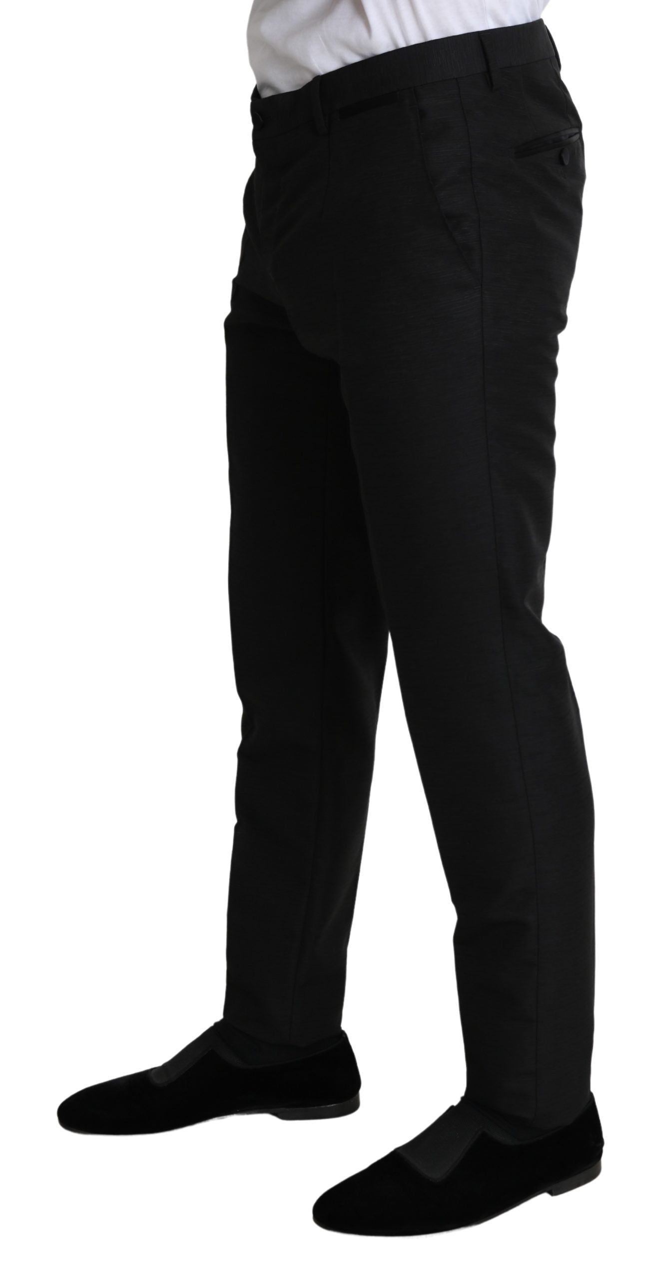 Schwarze Skinny Formal Hosen aus Wolle