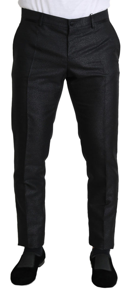 Schwarzes Metallic-Skinny-Hosenkleid