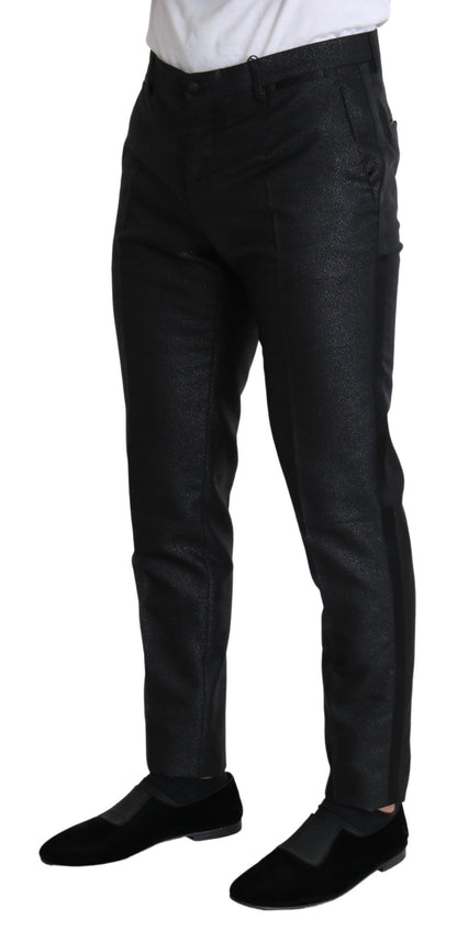 Schwarzes Metallic-Skinny-Hosenkleid