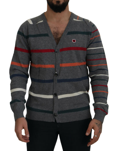 Mehrfarbige Strickjacke mit Knopfleiste aus Wolle