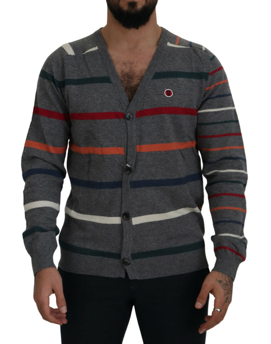 Mehrfarbige Strickjacke mit Knopfleiste aus Wolle