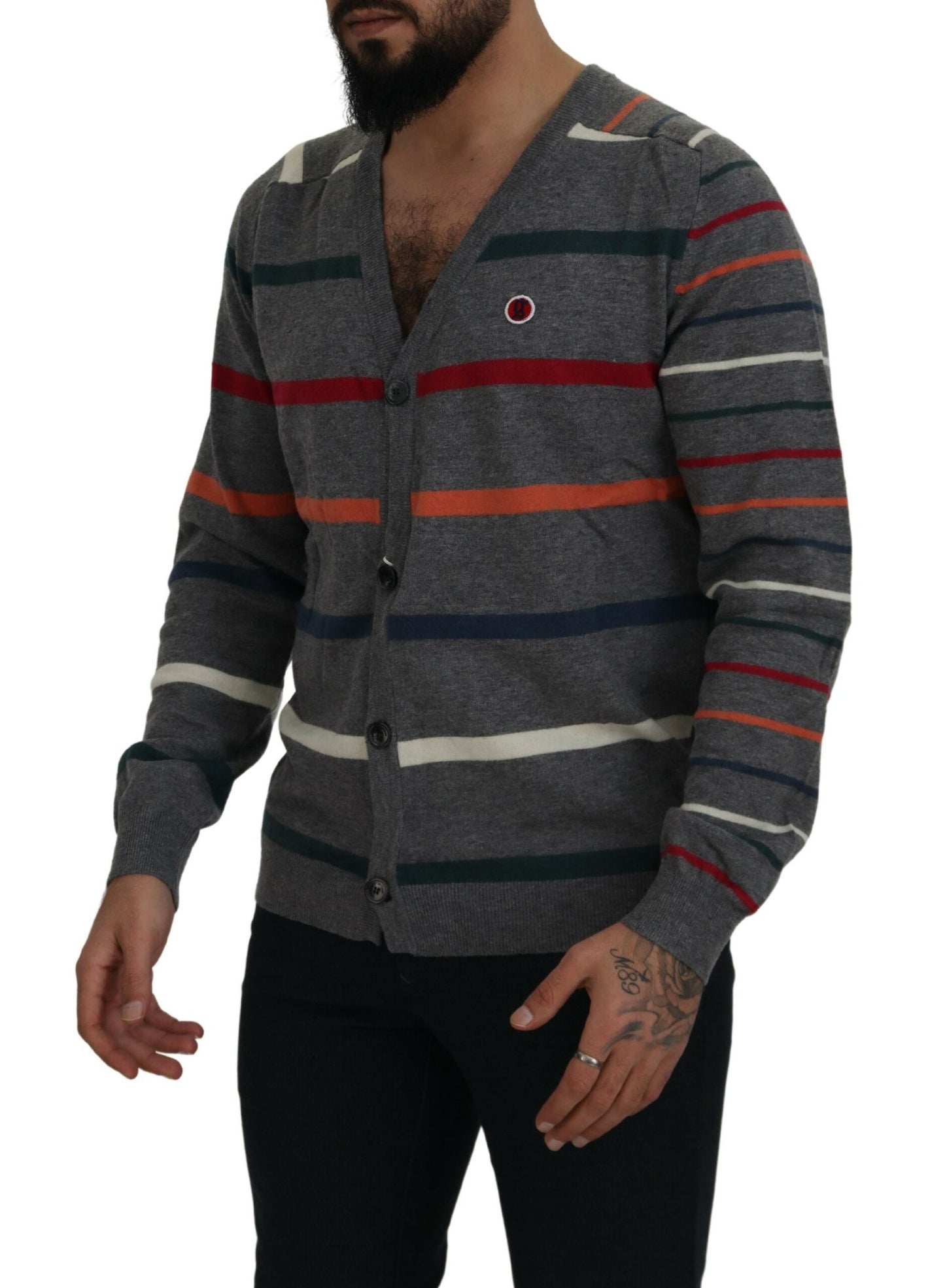 Mehrfarbige Strickjacke mit Knopfleiste aus Wolle