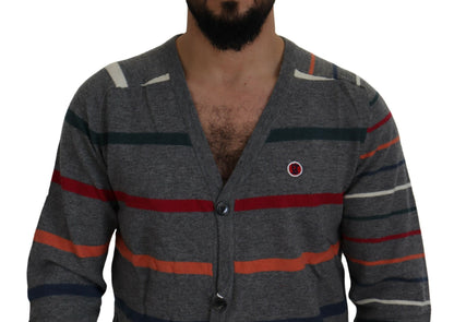 Mehrfarbige Strickjacke mit Knopfleiste aus Wolle
