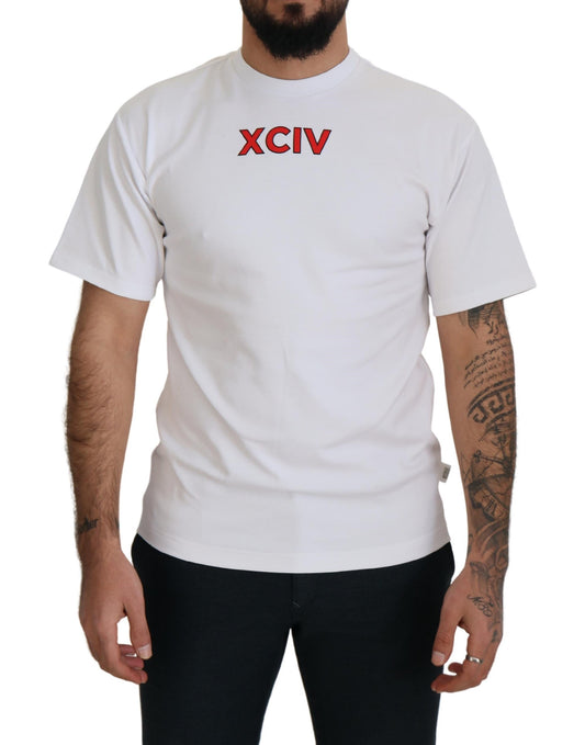 Weißes T-Shirt mit Logodruck und kurzen Ärmeln aus Baumwolle