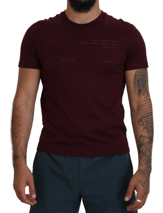 Kastanienbraunes bedrucktes Kurzarm-T-Shirt für Männer
