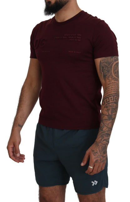 Kastanienbraunes bedrucktes Kurzarm-T-Shirt für Männer