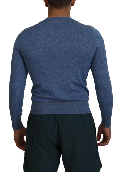 Blaue Baumwollkronen-Knopf-Strickjacke