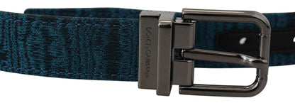 Blau Jacquard Moire Silber Metallschnalle Männer