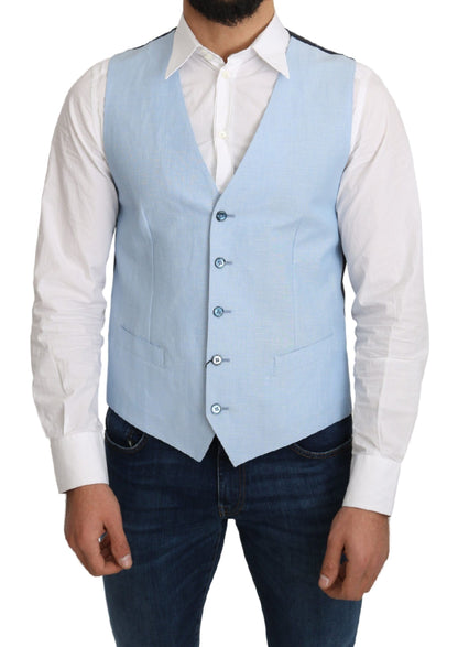 Blauer Viskose-Stretch-Mantel, formelle Weste