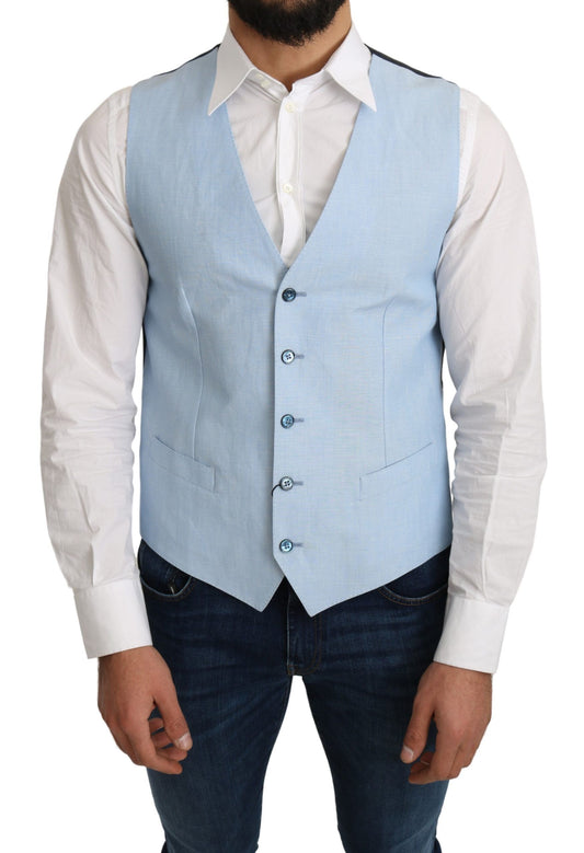 Blauer Viskose-Stretch-Mantel, formelle Weste