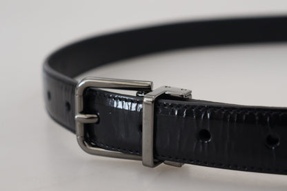 Schwarzes Leder Silberton Metallschnalle Männer Gürtel