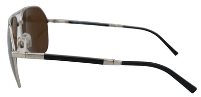 Weißvergoldete Pilotenbrille mit braunen Gläsern DG2106K Sonnenbrille