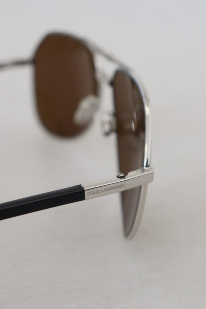 Weißvergoldete Pilotenbrille mit braunen Gläsern DG2106K Sonnenbrille
