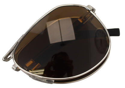 Weißvergoldete Pilotenbrille mit braunen Gläsern DG2106K Sonnenbrille
