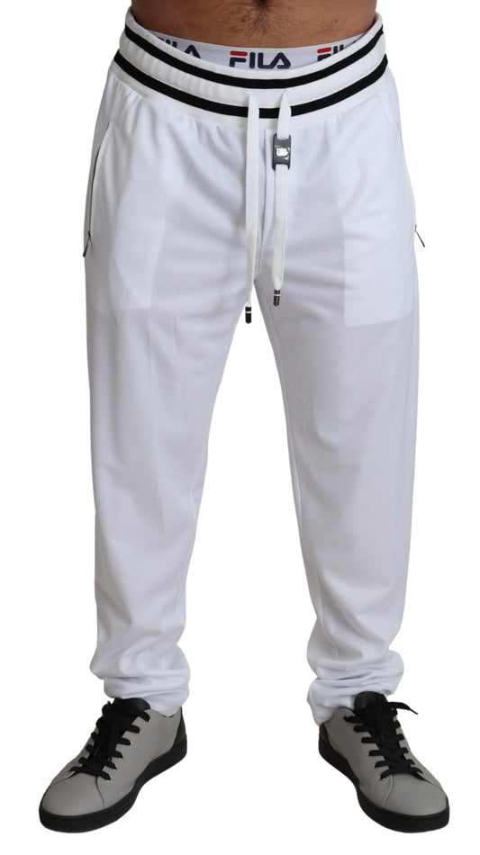 Weiße Polyester-Logo-Patch-Sweatpants Hose