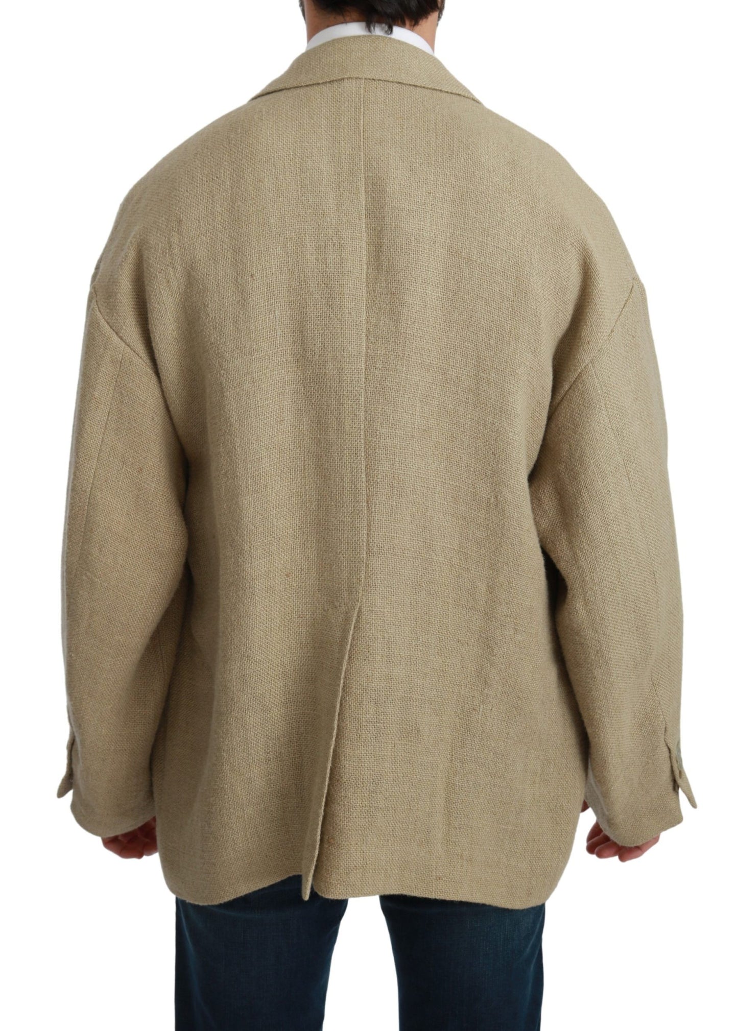 Beige Jacke Mantel 100% Jute Blazermantel