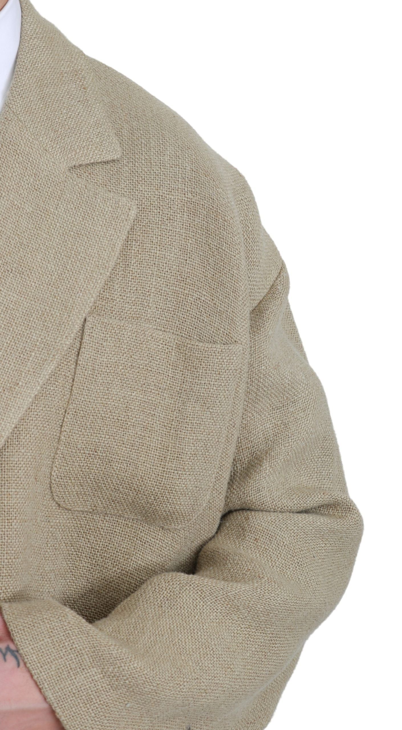 Beige Jacke Mantel 100% Jute Blazermantel