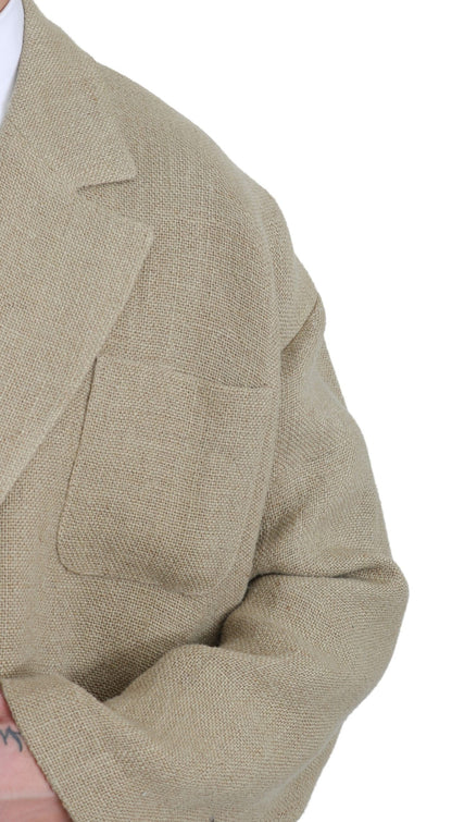 Beige Jacke Mantel 100% Jute Blazermantel