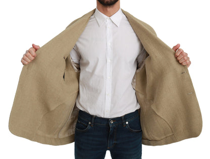 Beige Jacke Mantel 100% Jute Blazermantel