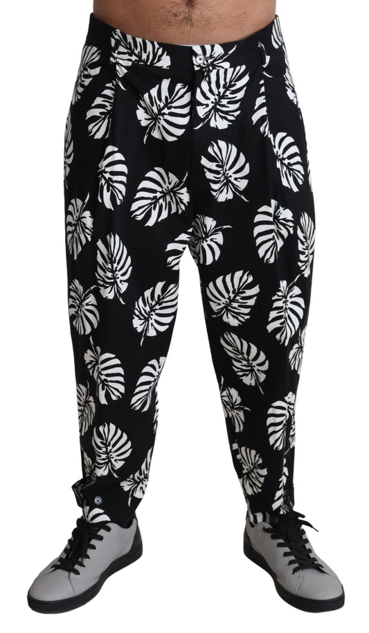 Schwarzes Blatt Baumwoll-Stretch-Hose Hose Hose