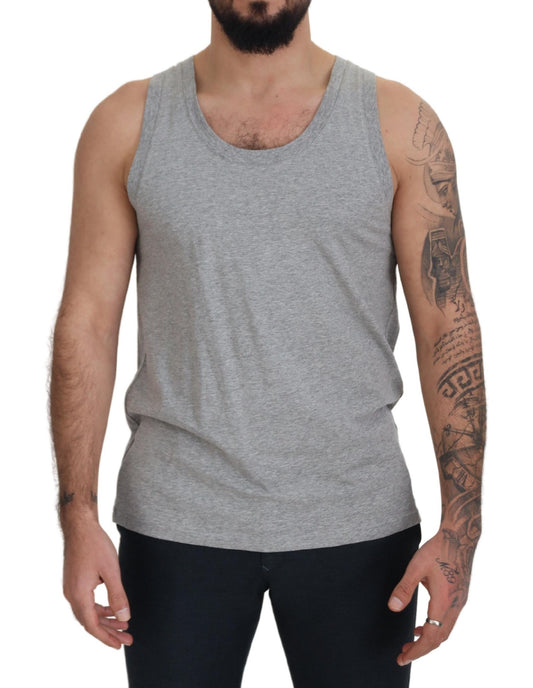 Graues ärmelloses Unterwäsche-T-Shirt mit Logodruck