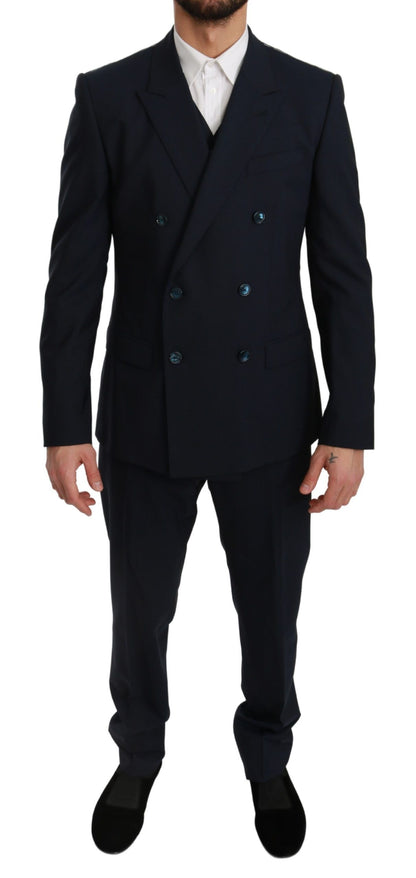 Blauer Slim Fit 3 Stück MARTINI Wollanzug