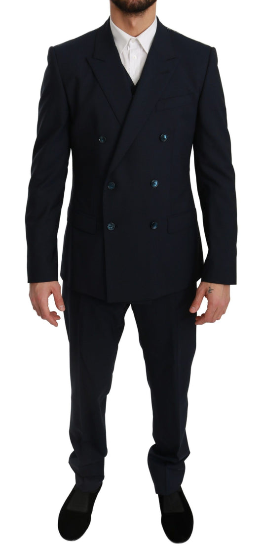 Blauer Slim Fit 3 Stück MARTINI Wollanzug