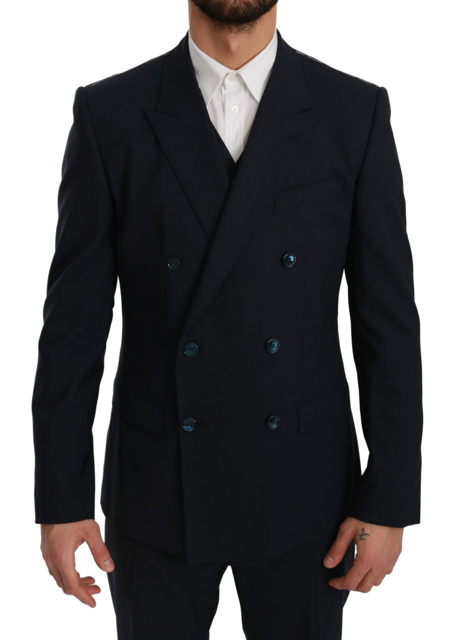 Blauer Slim Fit 3 Stück MARTINI Wollanzug