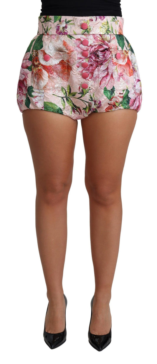 Rosa Baumwolle Floral Print Hot Pants Kurz