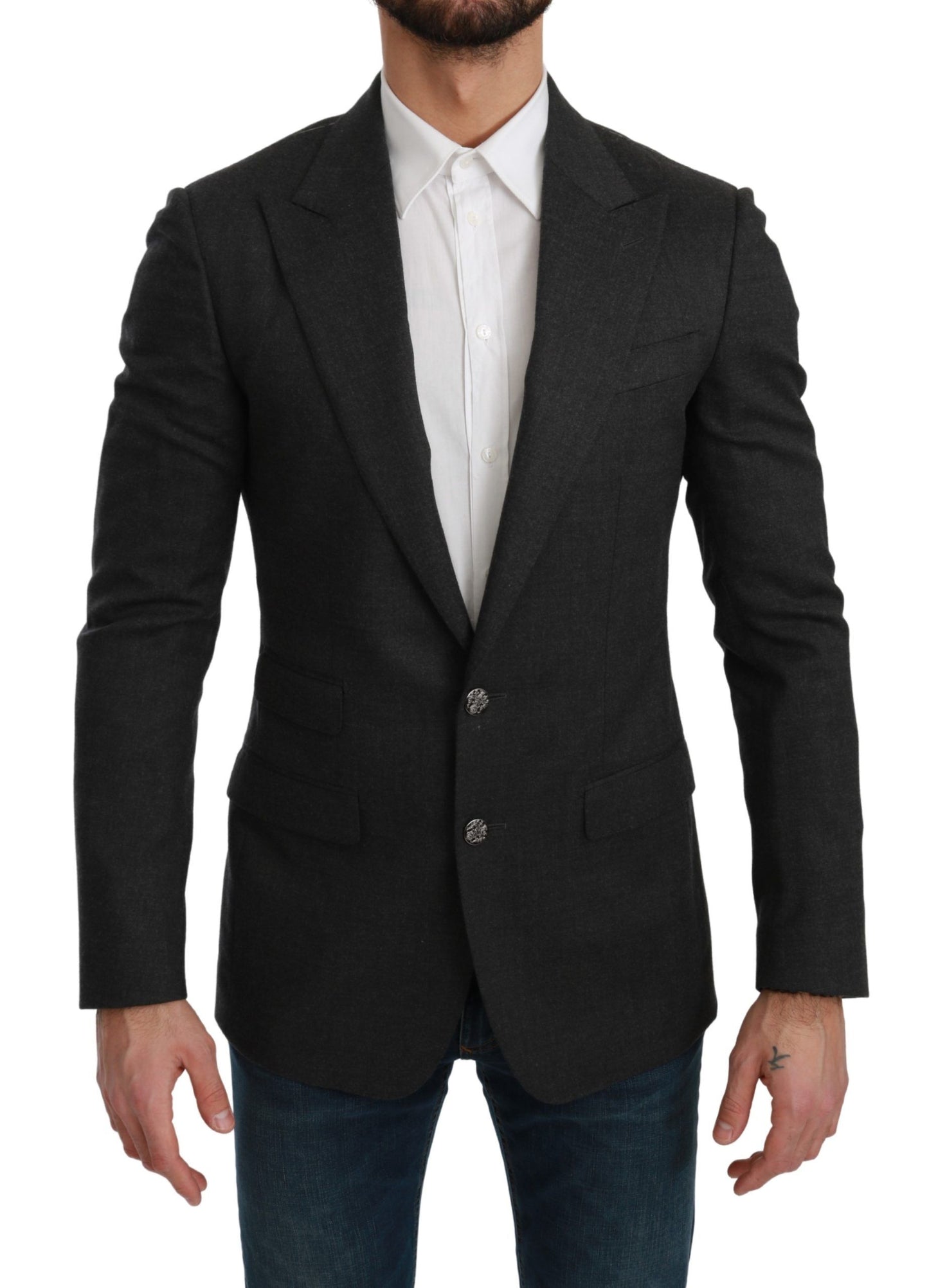 Graue NAPOLI Slim Fit Jacke Wollblazer